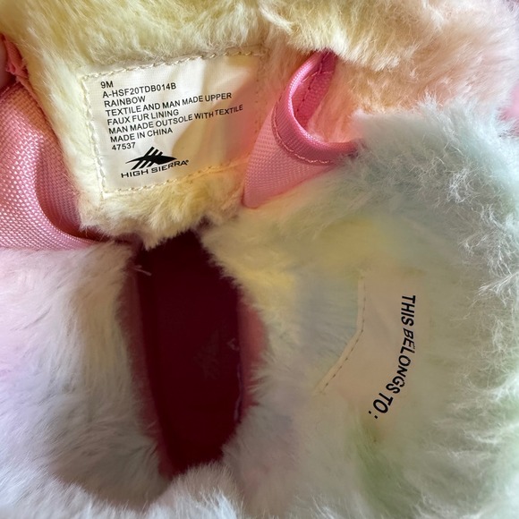 High Sierra Kids Size 9M Rainbow Tie Dye Winter Snow Boots Pink Fur Lined - Picture 4 of 6